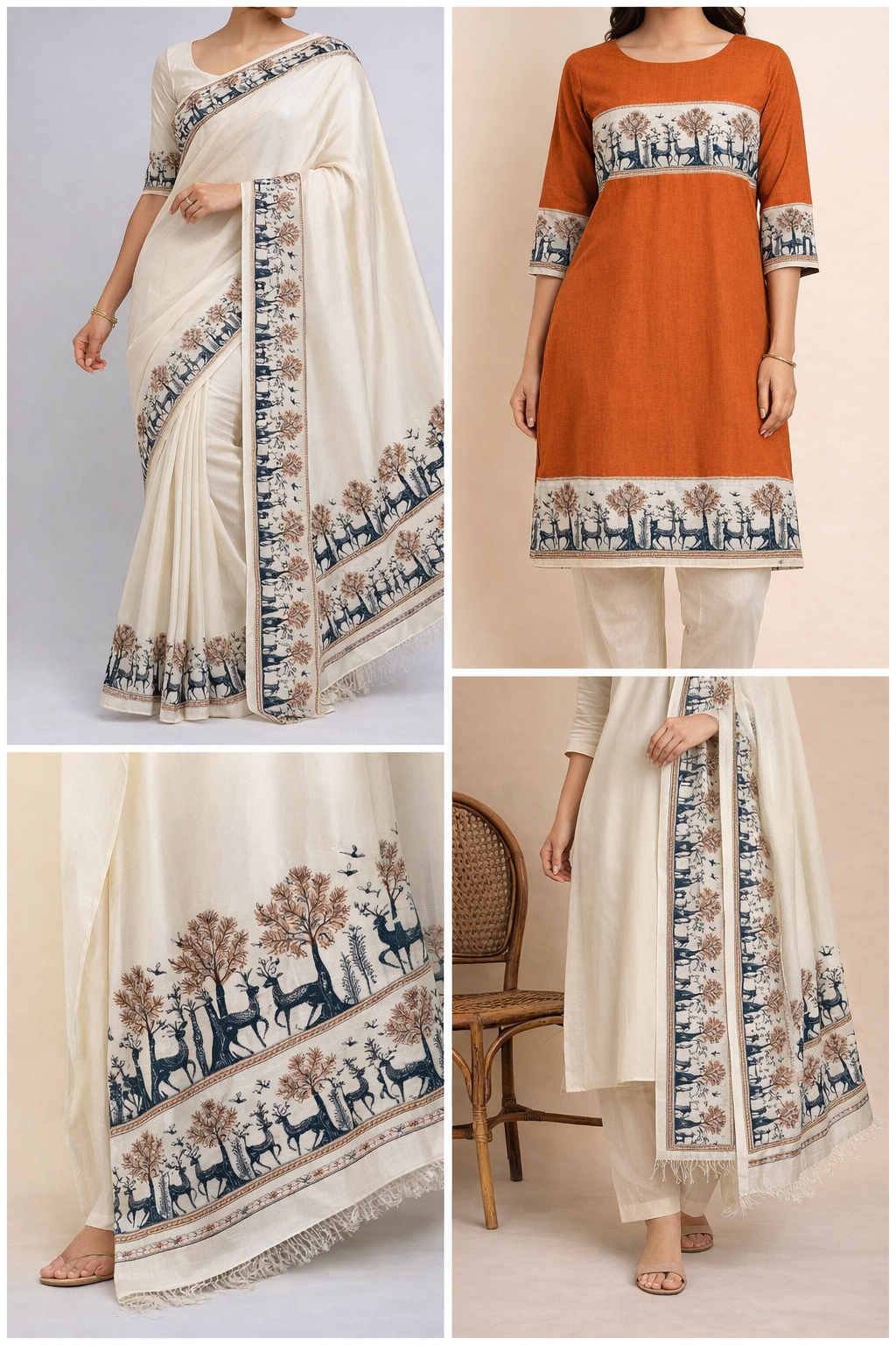 Folklore Embroidery DTF Border Sticker for Kurti Saree Dupatta