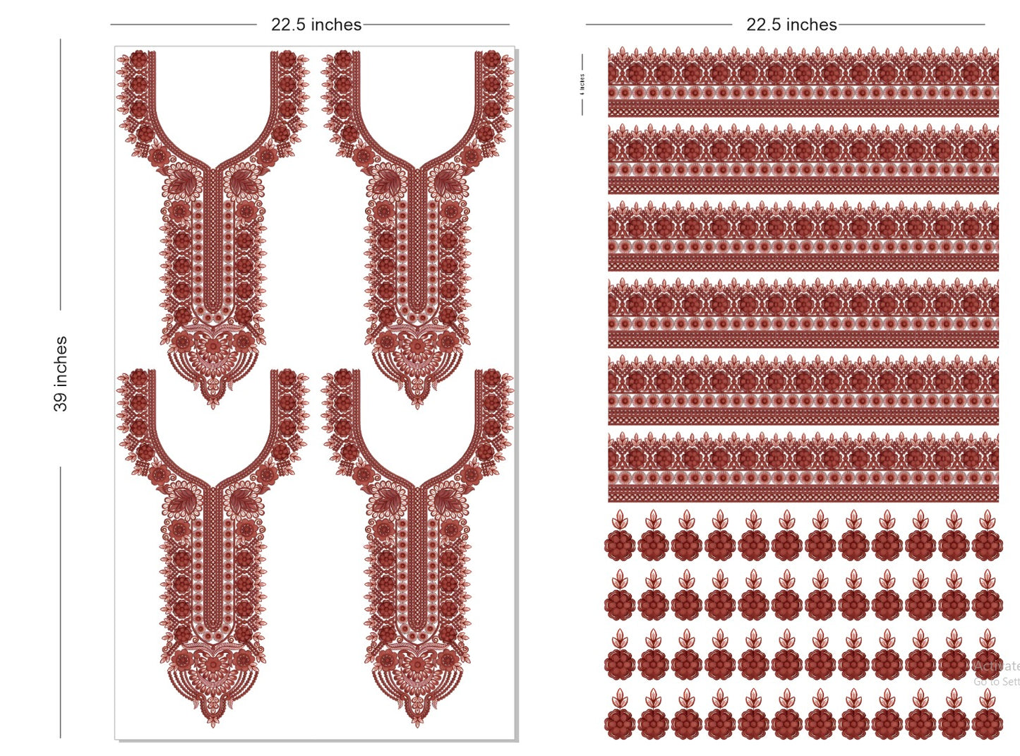 🔥 Premium HD Embroidery-Effect DTF Sticker Set (Neck + 2 Meter Border)