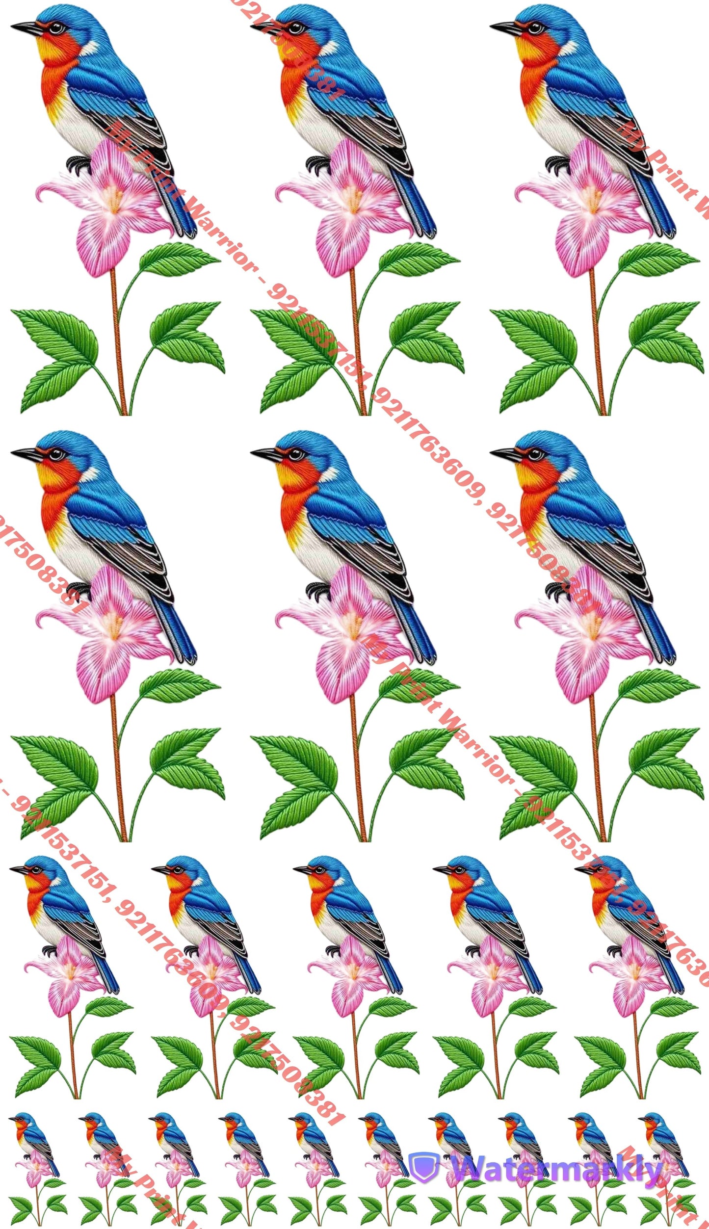 🔥 Bird & Floral DTF Sheet | 1 Meter | 22.5 x 39 Inches