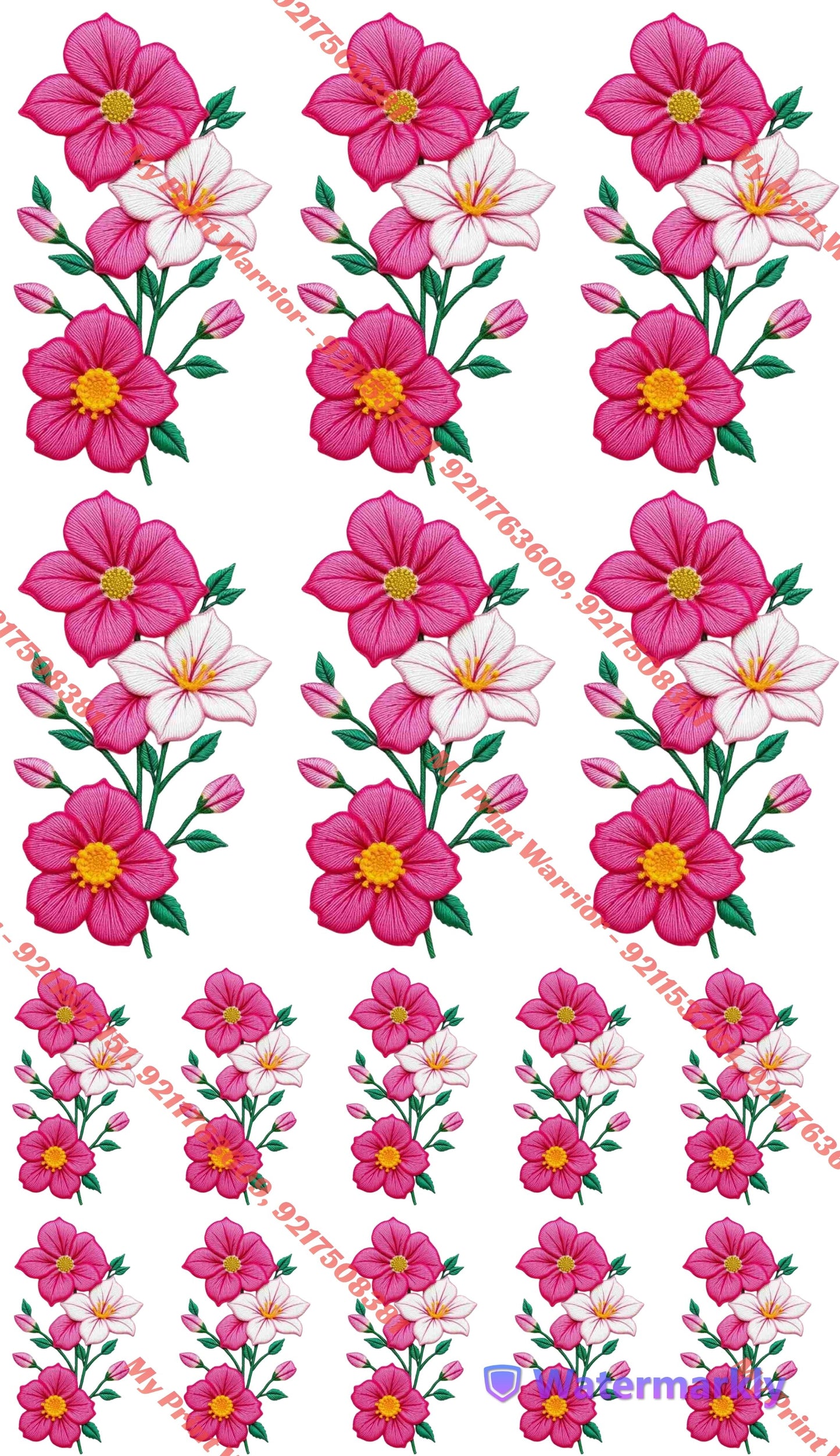 ๐ธ Pink Floral DTF Sheet | 1 Meter | 22.5 x 39 Inches