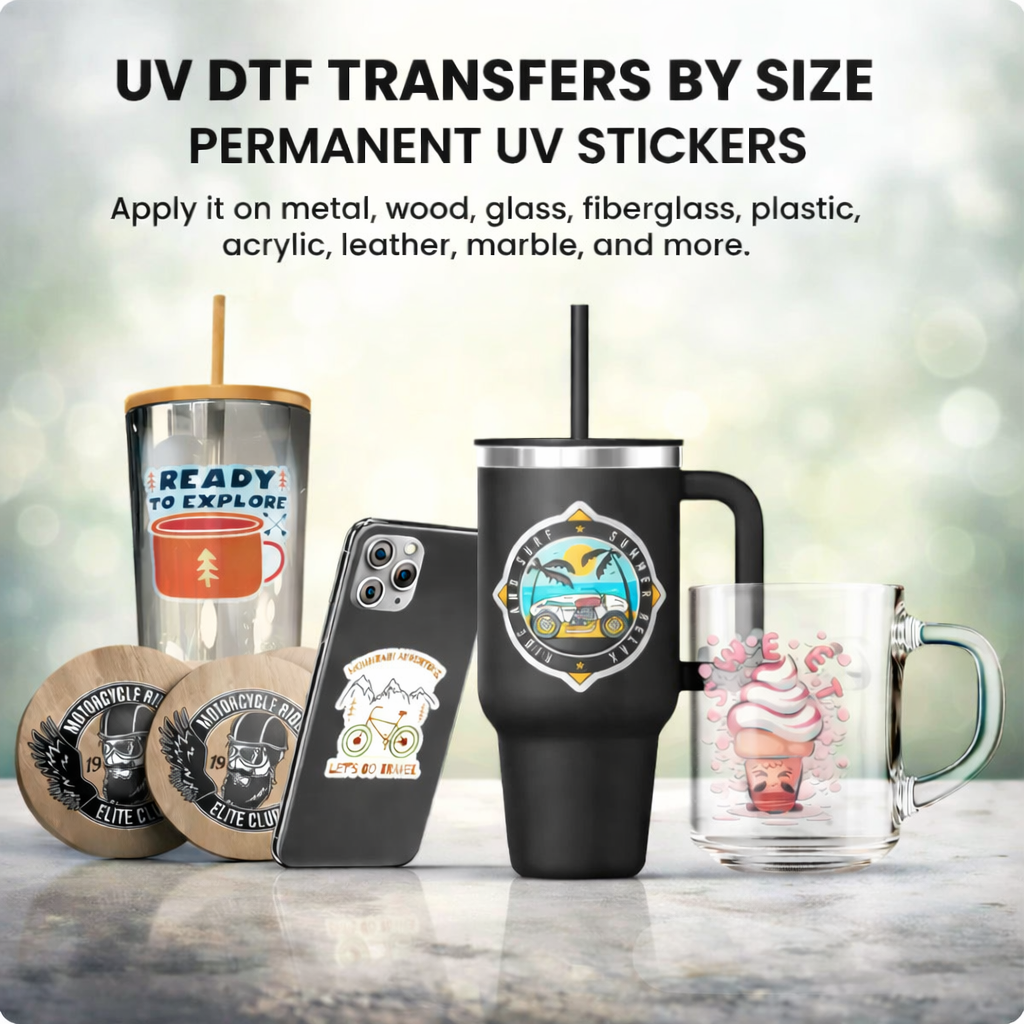Custom UV Stickers by Size – Premium Permanent UV Decals That Stick for Years