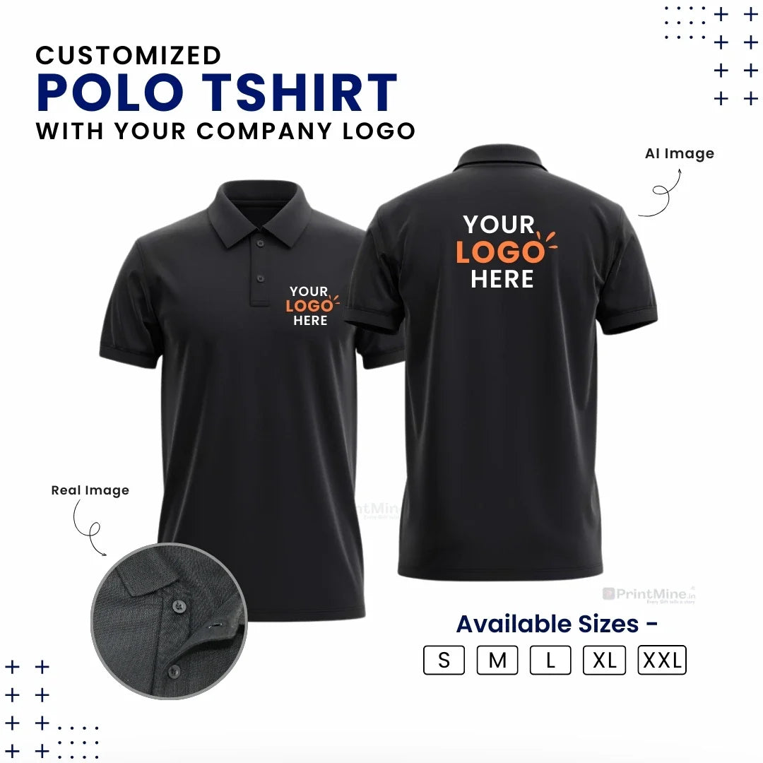 Customized Polo T-Shirt With Your Company Logo | Order Logo Printed Tees | PrintMine.in