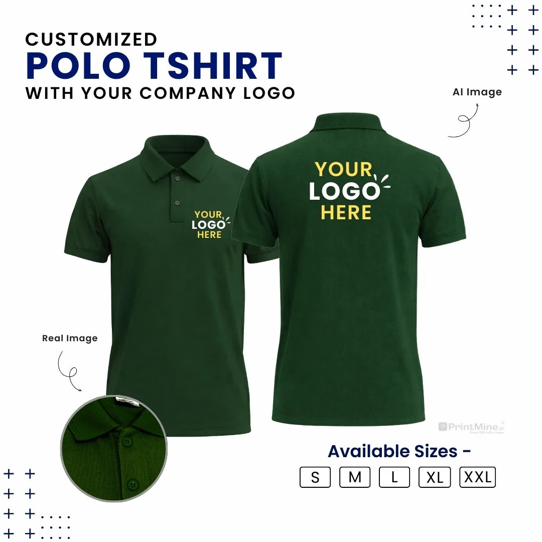 Customized Polo T-Shirt With Your Company Logo | Order Logo Printed Tees | PrintMine.in