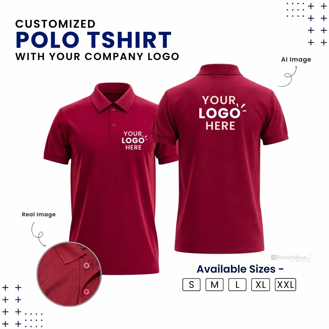 Customized Polo T-Shirt With Your Company Logo | Order Logo Printed Tees | PrintMine.in