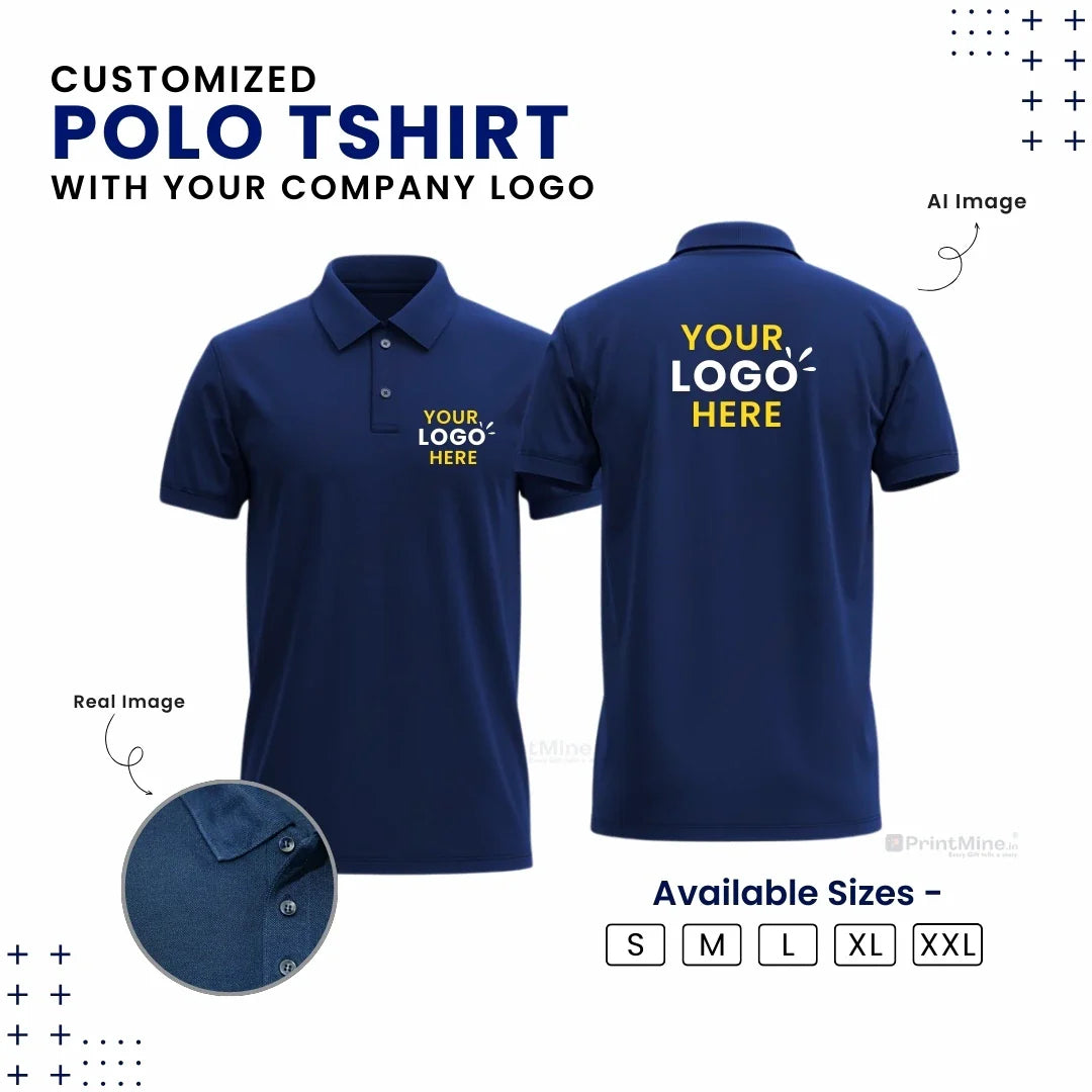 Customized Polo T-Shirt With Your Company Logo | Order Logo Printed Tees | PrintMine.in