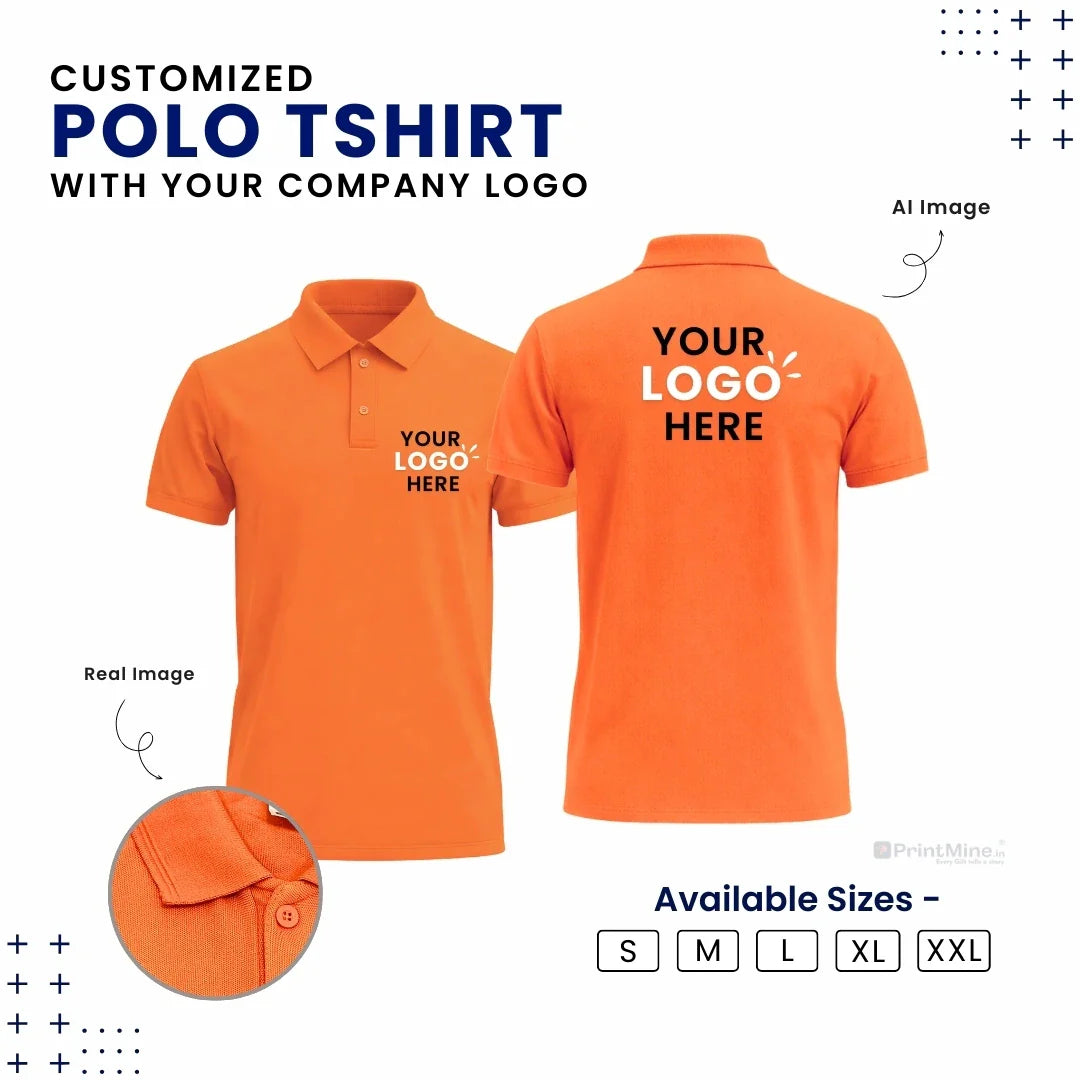 Customized Polo T-Shirt With Your Company Logo | Order Logo Printed Tees | PrintMine.in