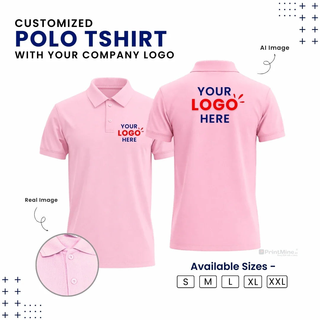 Customized Polo T-Shirt With Your Company Logo | Order Logo Printed Tees | PrintMine.in