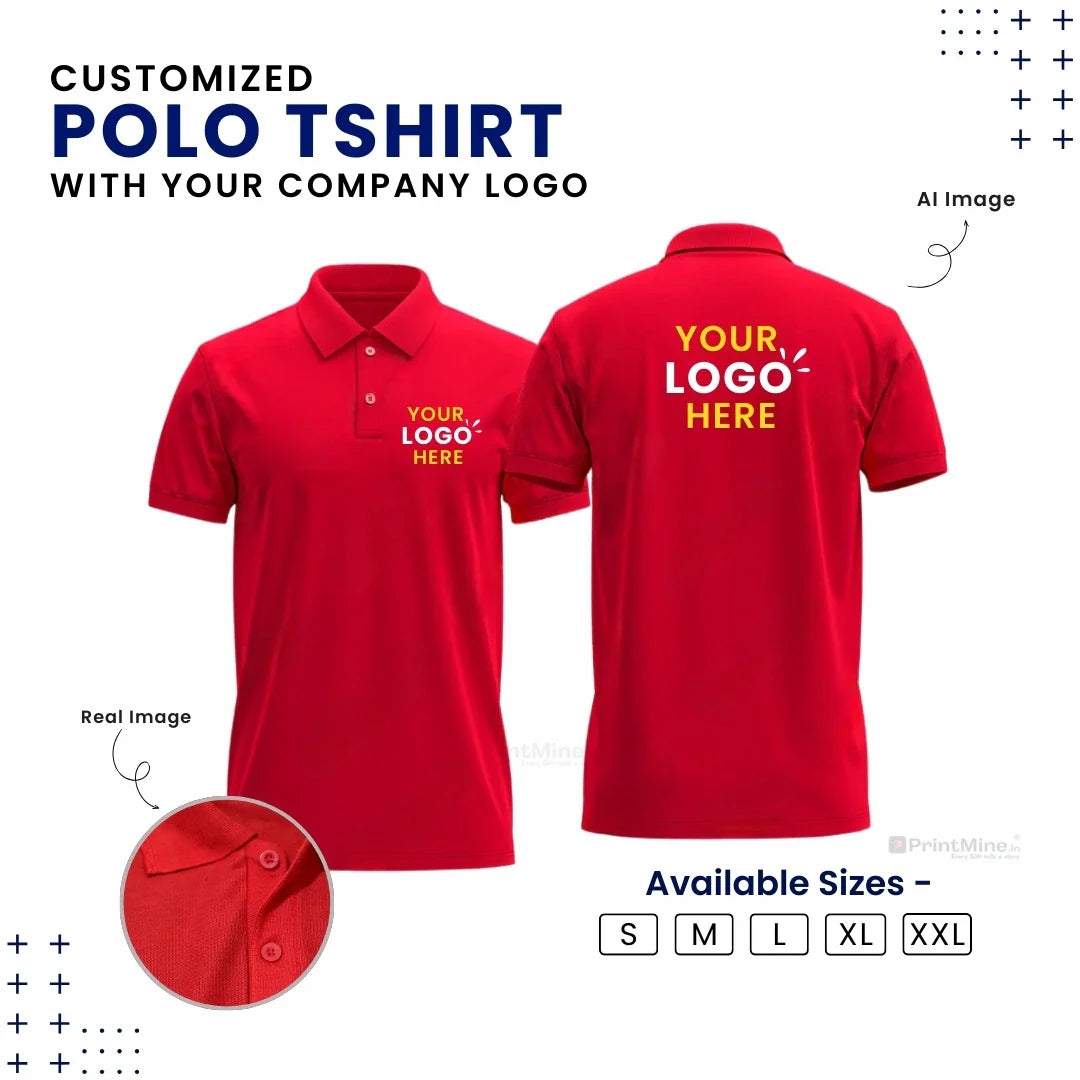Customized Polo T-Shirt With Your Company Logo | Order Logo Printed Tees | PrintMine.in