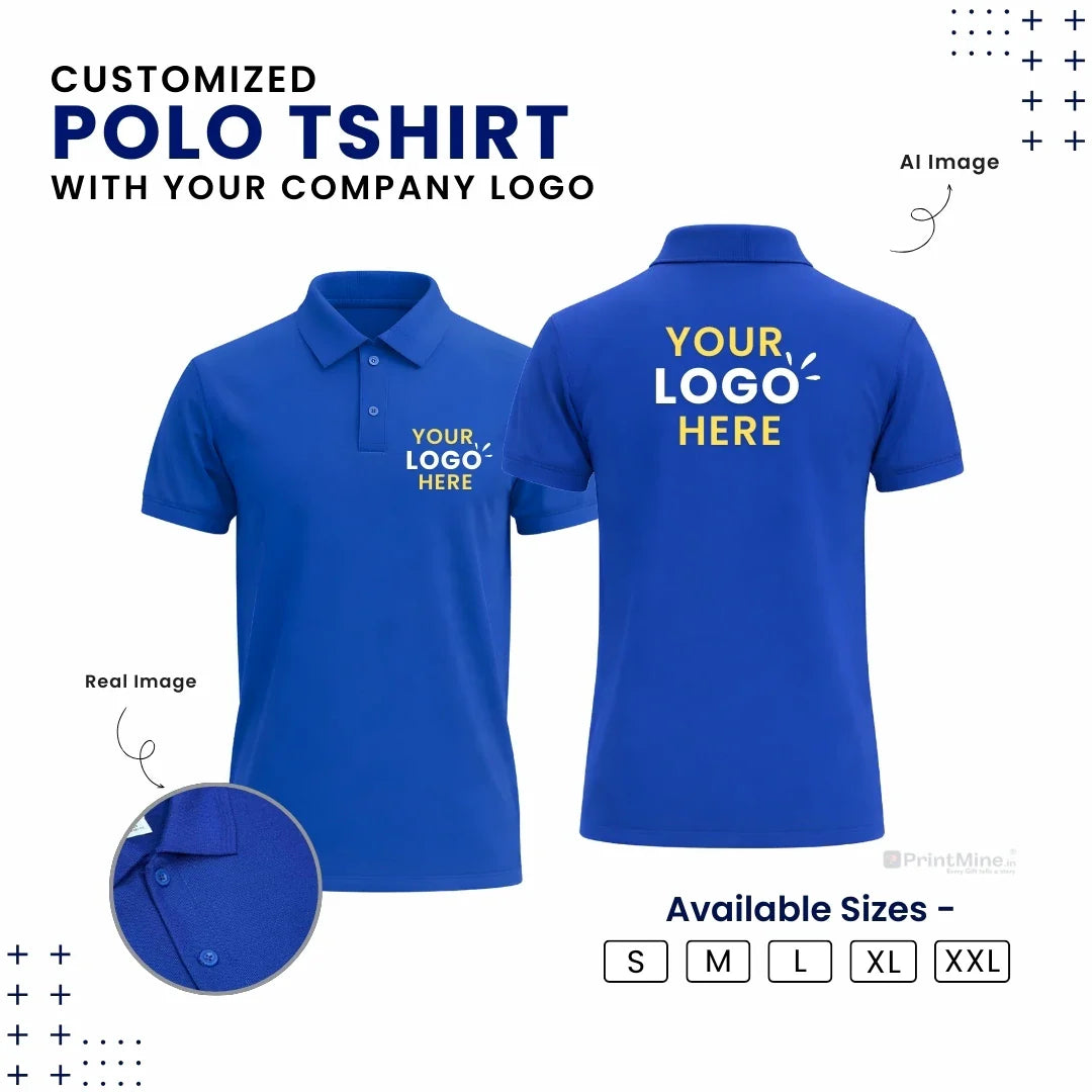 Customized Polo T-Shirt With Your Company Logo | Order Logo Printed Tees | PrintMine.in