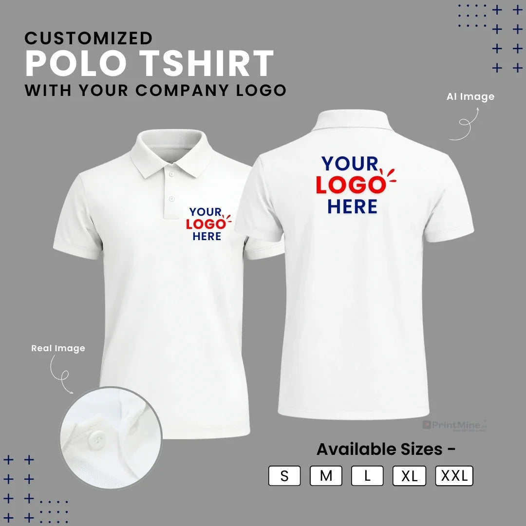 Customized Polo T-Shirt With Your Company Logo | Order Logo Printed Tees | PrintMine.in
