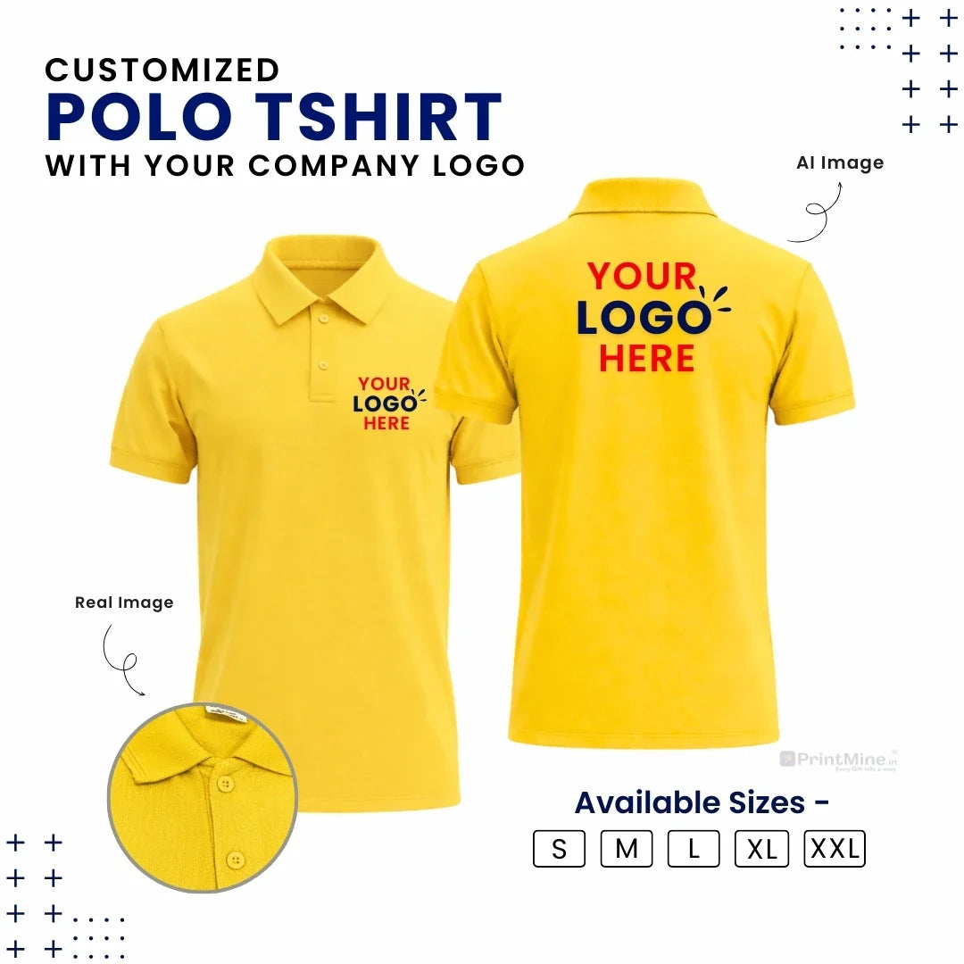 Customized Polo T-Shirt With Your Company Logo | Order Logo Printed Tees | PrintMine.in