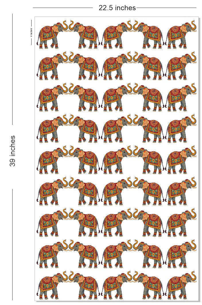 ✨ Premium Elephant Embroidery  Border Design DTF Sheet | 1 Meter| 22.5 x 39 Inches