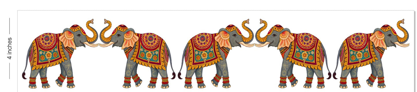 ✨ Premium Elephant Embroidery  Border Design DTF Sheet | 1 Meter| 22.5 x 39 Inches