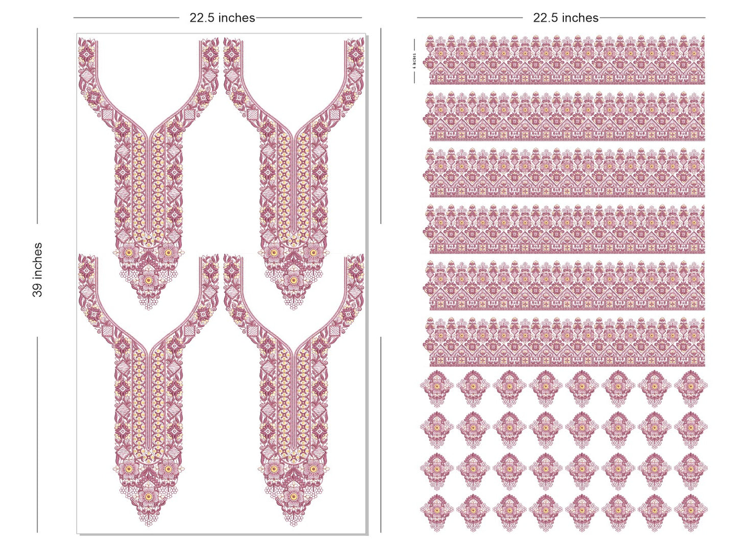 🔥 Premium HD Embroidery-Effect DTF Sticker Set (Neck + 2 Meter Border)