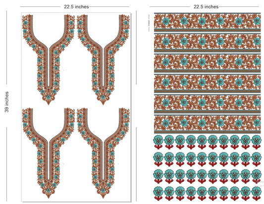 🔥 Premium HD Embroidery-Effect DTF Sticker Set (Neck + 2 Meter Border)
