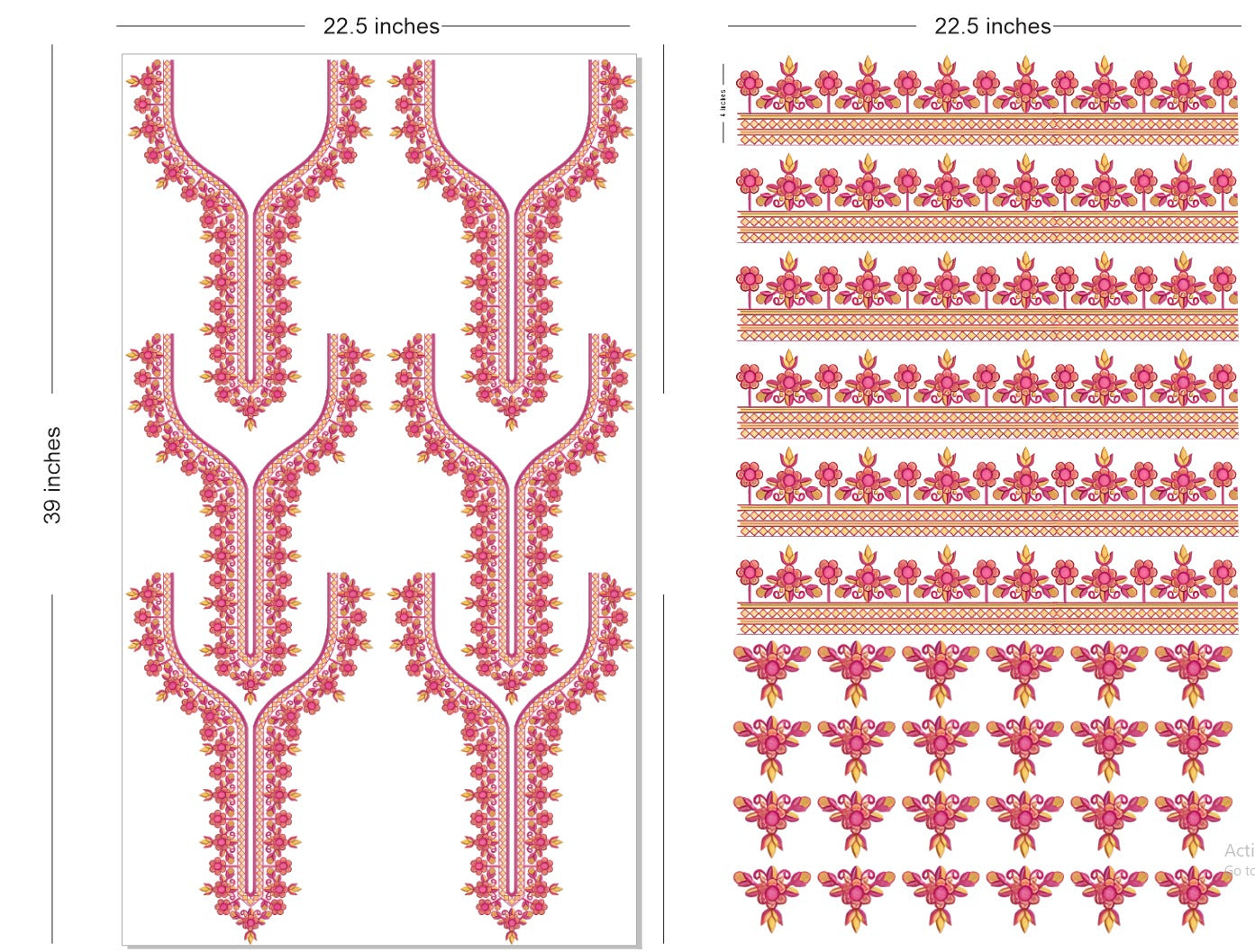 🔥 Premium HD Embroidery-Effect DTF Sticker Set (Neck + 2 Meter Border) (Copy)