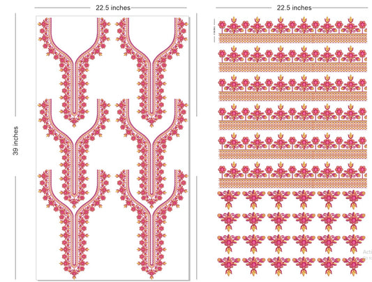 🔥 Premium HD Embroidery-Effect DTF Sticker Set (Neck + 2 Meter Border) (Copy)