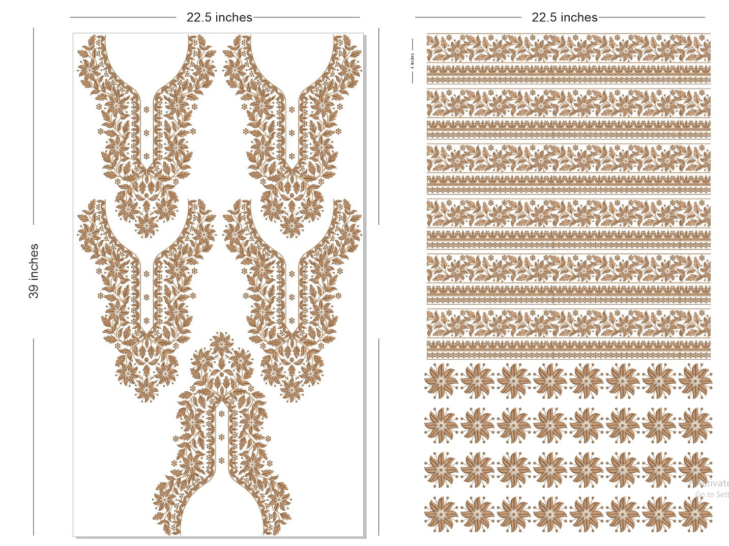 🔥 Premium Golden HD Embroidery-Effect DTF Sticker Set (Neck + 2 Meter Border)