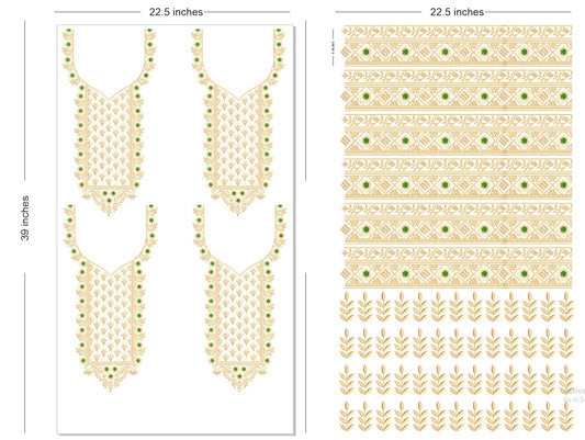 🔥 Premium HD Embroidery-Effect DTF Sticker Set (Neck + 2 Meter Border) (Copy)