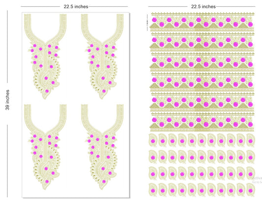 🔥 Premium HD Embroidery-Effect DTF Sticker Set (Neck + 2 Meter Border)