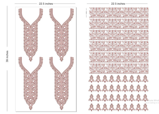 🔥 Premium HD Embroidery-Effect DTF Sticker Set (Neck + 2 Meter Border)