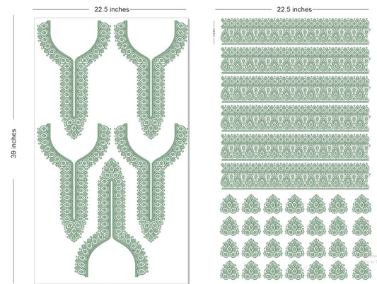 🔥 Premium HD Embroidery-Effect DTF Sticker Set (Neck + 2 Meter Border)