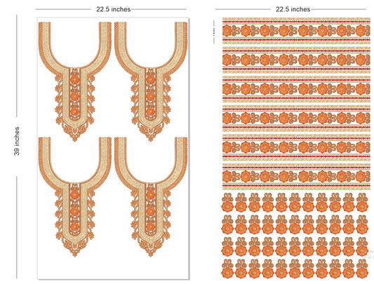 🔥 Premium HD Embroidery-Effect DTF Sticker Set (Neck + 2 Meter Border)