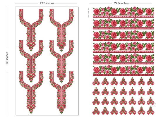 🔥 Premium HD Embroidery-Effect DTF Sticker Set (Neck + 2 Meter Border)