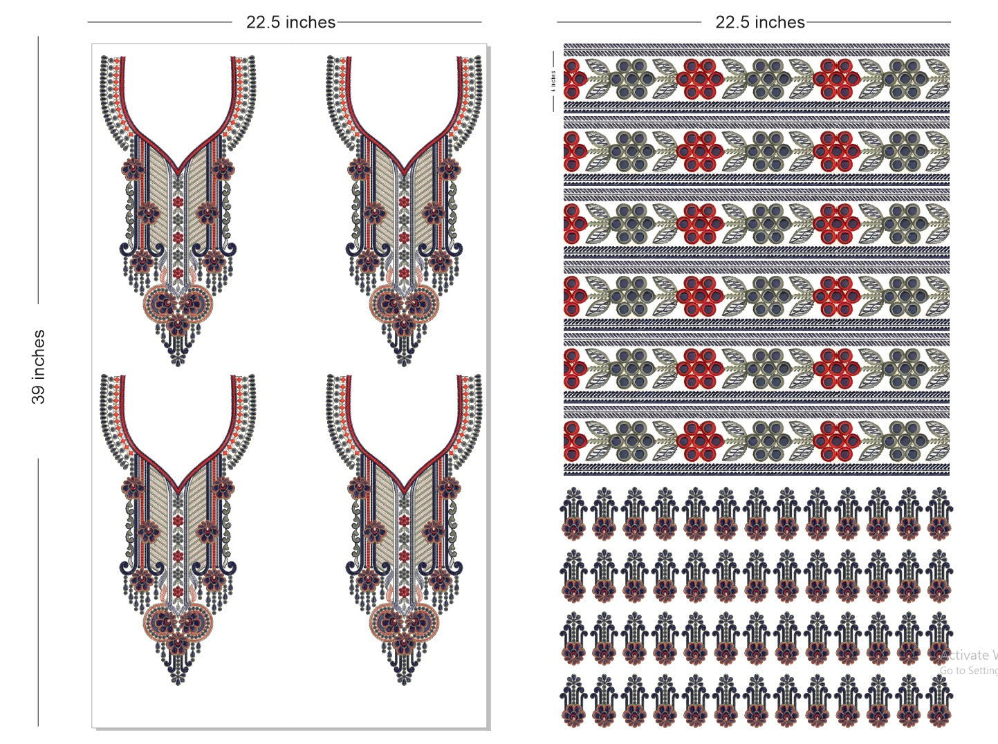 🔥 Premium HD Embroidery-Effect DTF Sticker Set (Neck + 2 Meter Border)