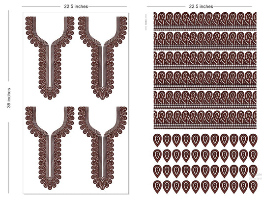 🔥 Premium HD Embroidery-Effect DTF Sticker Set (Neck + 2 Meter Border)