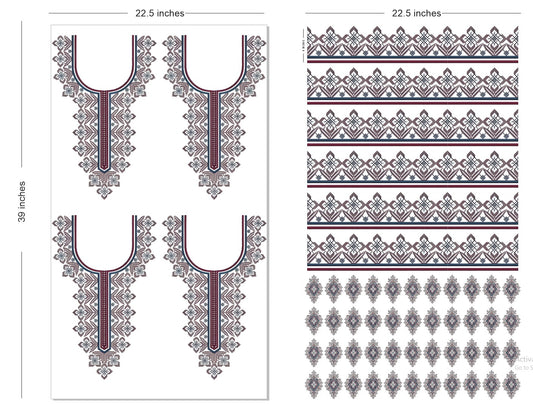 🔥 Premium HD Embroidery-Effect DTF Sticker Set (Neck + 2 Meter Border)