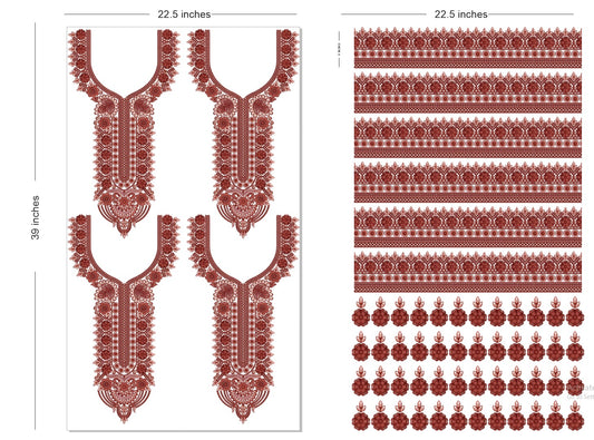 🔥 Premium HD Embroidery-Effect DTF Sticker Set (Neck + 2 Meter Border)