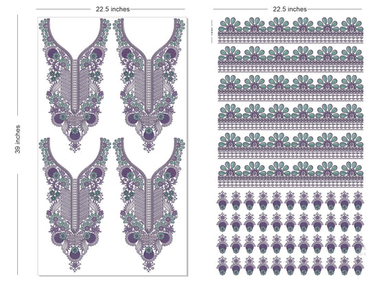 🔥 Premium HD Embroidery-Effect DTF Sticker Set (Neck + 2 Meter Border)