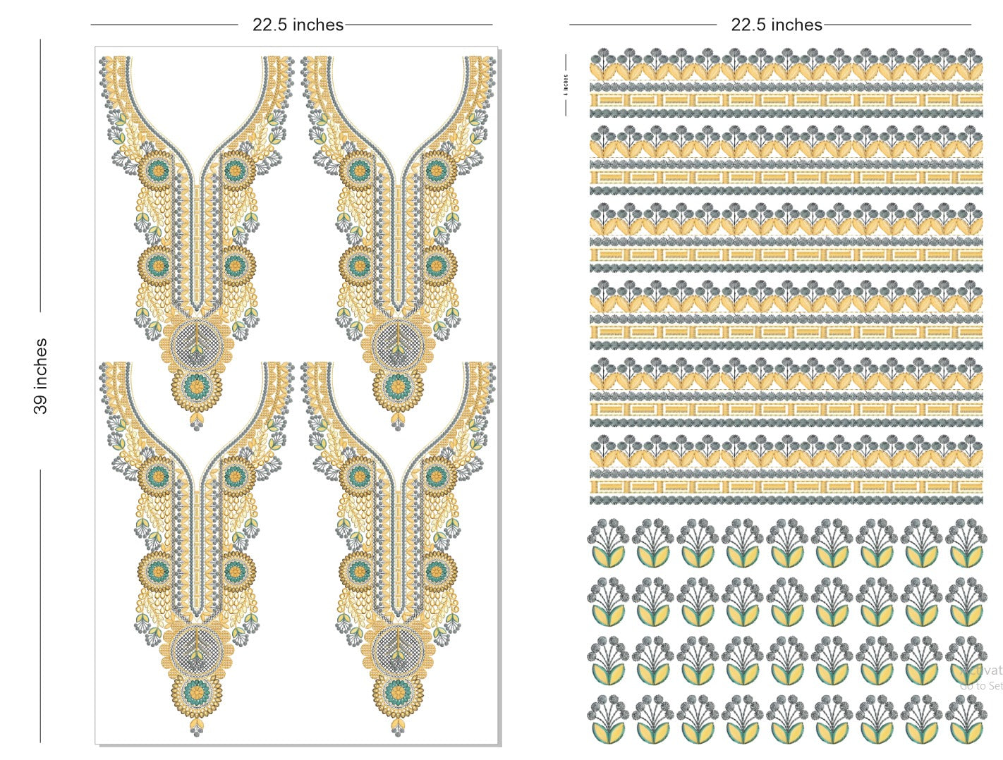 🔥 Premium HD Embroidery-Effect DTF Sticker Set (Neck + 2 Meter Border)