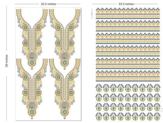 🔥 Premium HD Embroidery-Effect DTF Sticker Set (Neck + 2 Meter Border)
