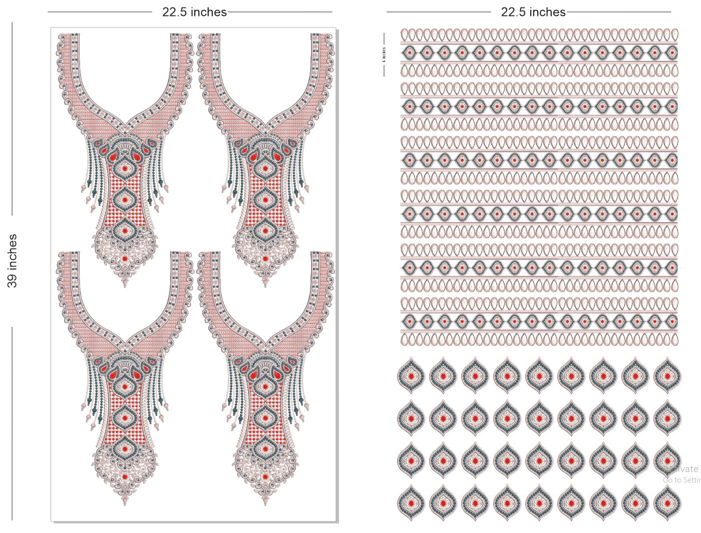 🔥 Premium HD Embroidery-Effect DTF Sticker Set (Neck + 2 Meter Border)