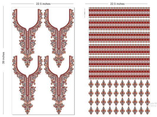 🔥 Premium HD Embroidery-Effect DTF Sticker Set (Neck + 2 Meter Border)