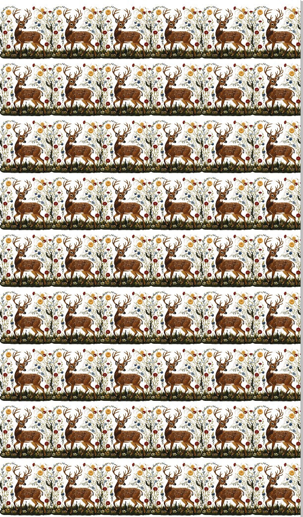 Boho Deer Floral Embroidery DTF Stickers – Premium Saree Border & Buti Heat Transfers