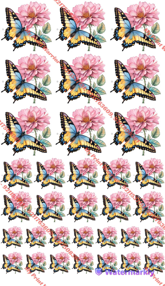 🦋 Butterfly Floral DTF Sheet | 1 Meter| 22.5 x 39 Inches