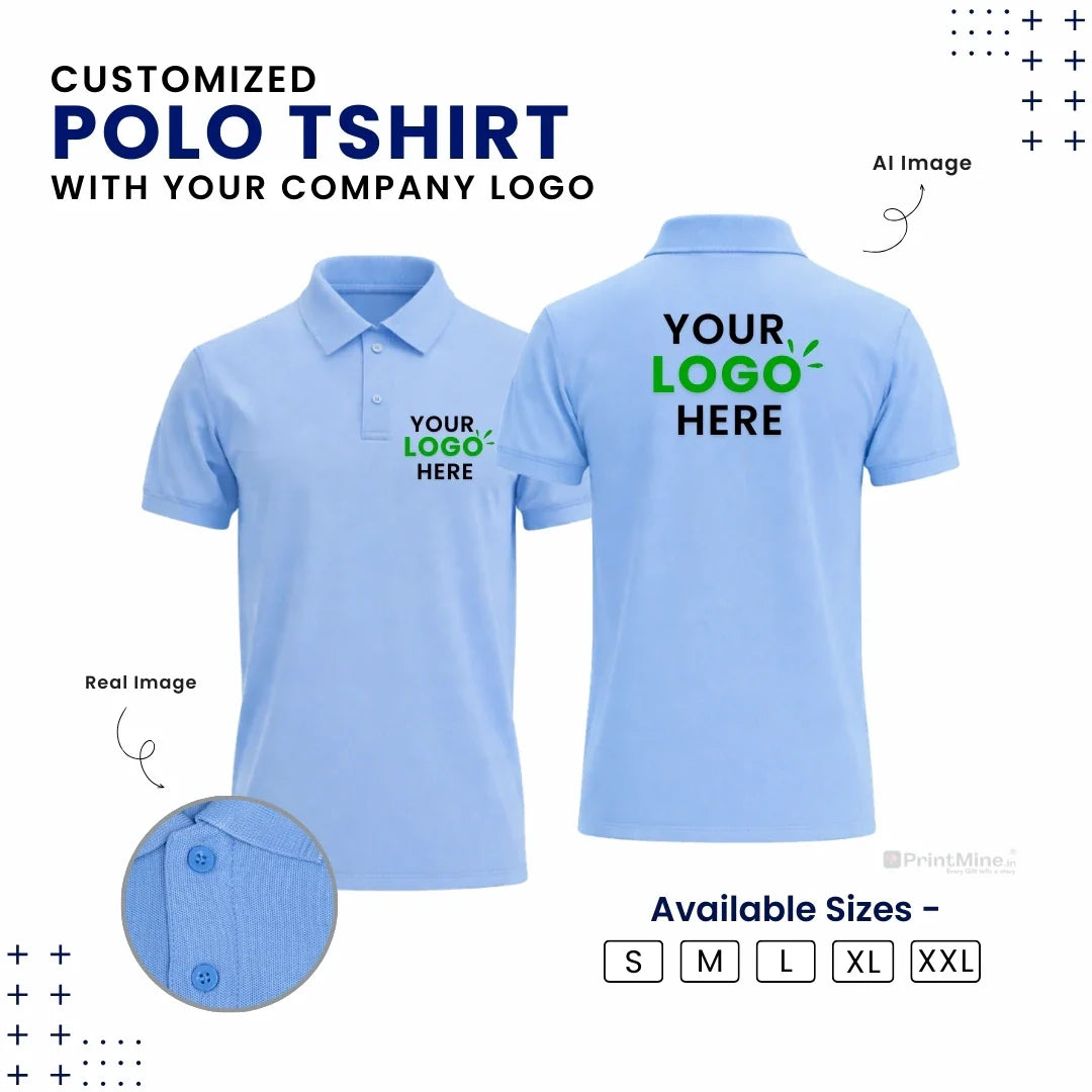 Customized Polo T-Shirt With Your Company Logo | Order Logo Printed Tees | PrintMine.in